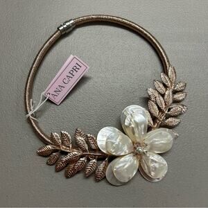 Ana Capri Necklace Freshwater Pearl Natural Stone Floral Gold Choker Jewelry NWT